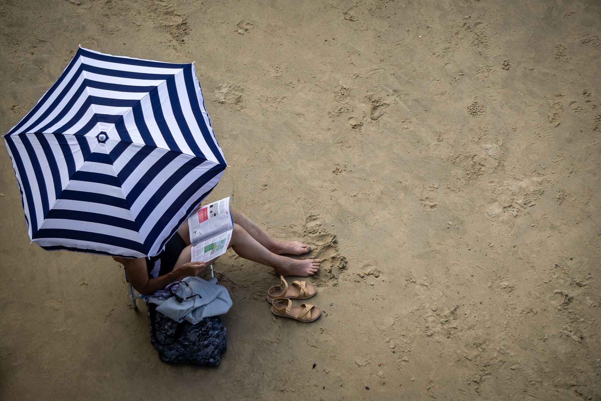 Parasol azul, vista cenital